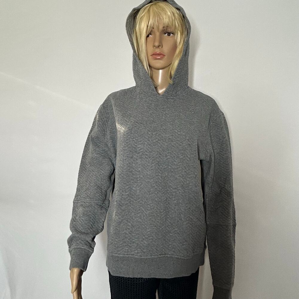 Banana Republic Hoodie Womens Lg Gray Textured Cotton Blend Pullover Sweatshirt